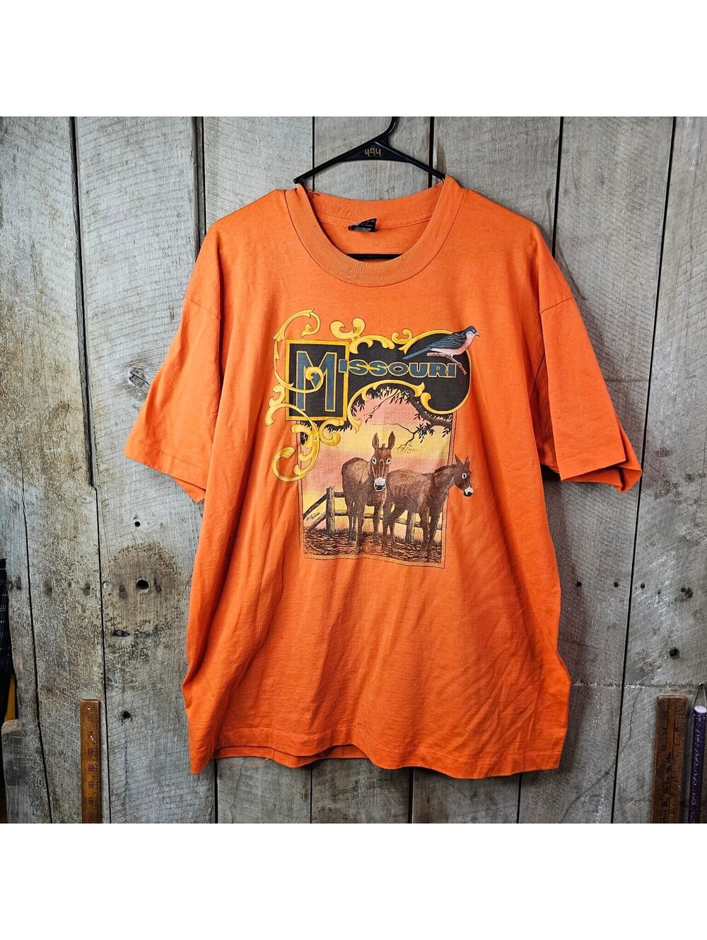 Vintage BEST Fruit of the Loom Missouri Mules Donkey Bird Graphic T-Shirt Men's